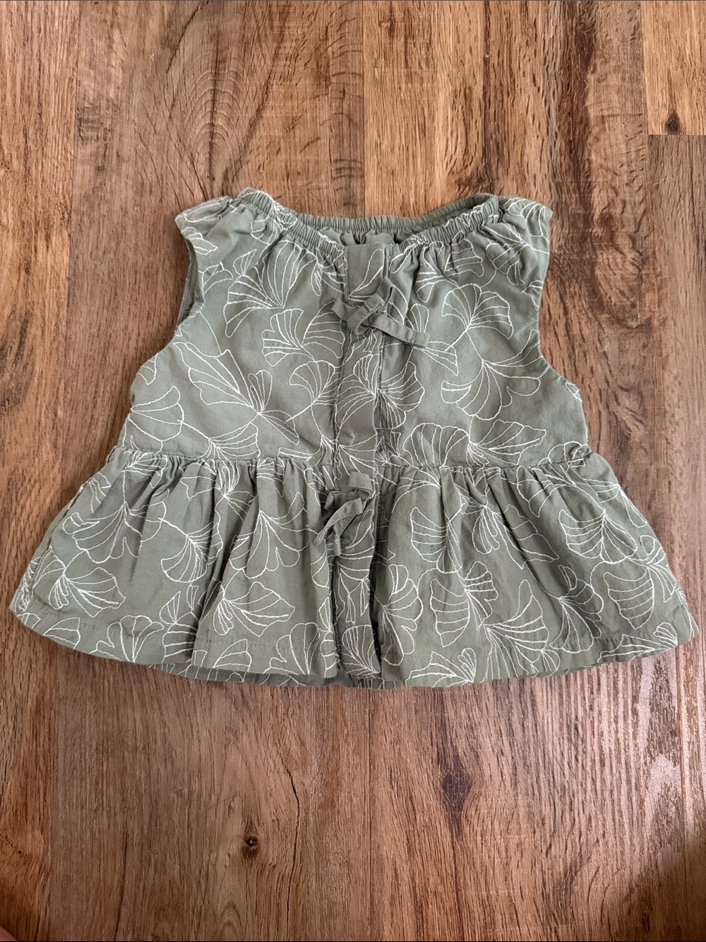 Otter Avenue by Carter's Toddler Girls Sage Green Leaf-Print Cotton Peplum Tank